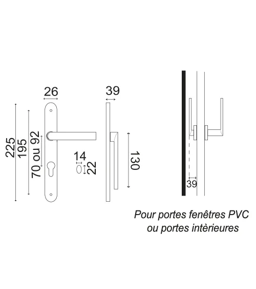 Reduced projection handle on narrow 26mm backplate Altesse