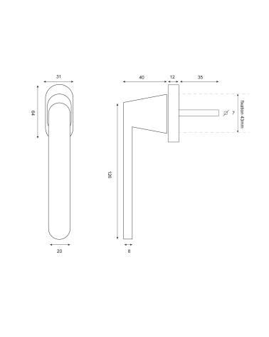 Drawing Sol Bronze window handle EUROWALE