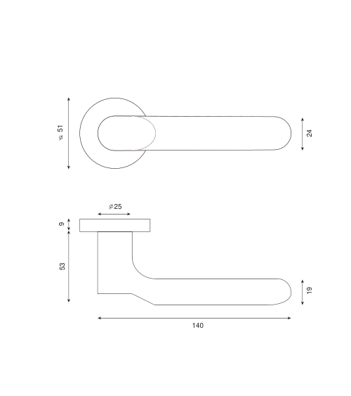 Beautesse door handle in finish