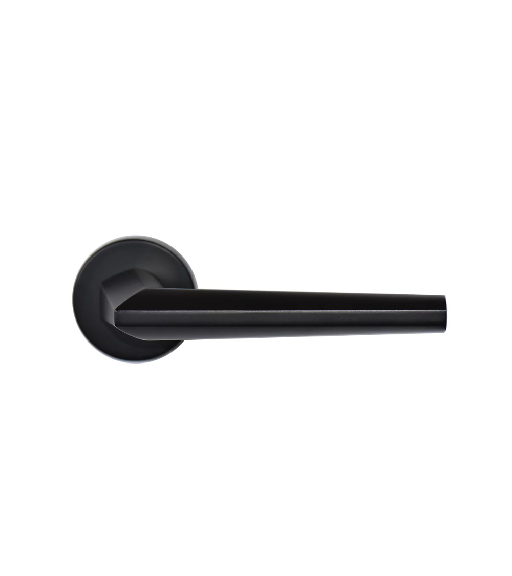 Black Lutesse handle on rosette for high-end residential and office properties