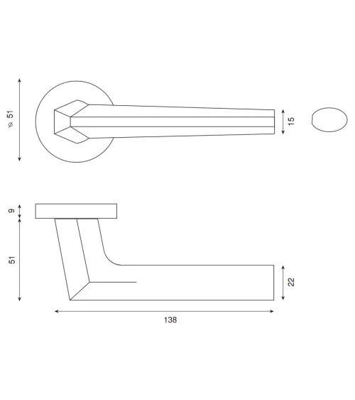 Black Lutesse handle on rosette for high-end residential and office properties