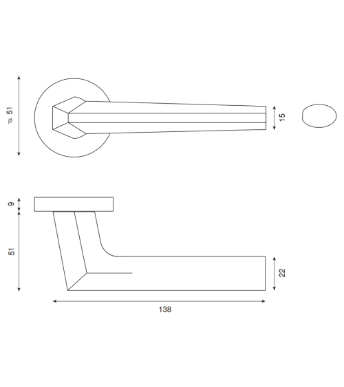 Black Lutesse handle on rosette for high-end residential and office properties