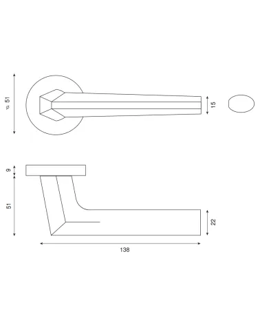 Black Lutesse handle on rosette for high-end residential and office properties