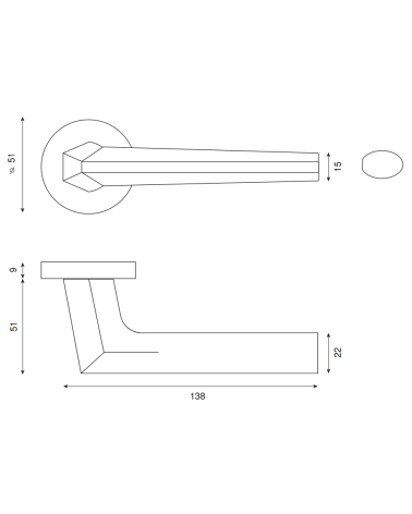 Black Lutesse handle on rosette for high-end residential and office properties