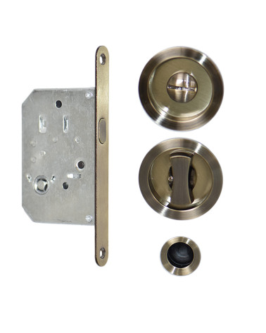 Bronze sliding kit round recesses privacy lock .EUROWALE