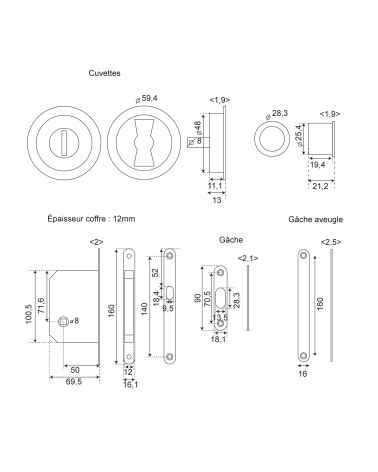 Bronze sliding kit round recesses .EUROWALE