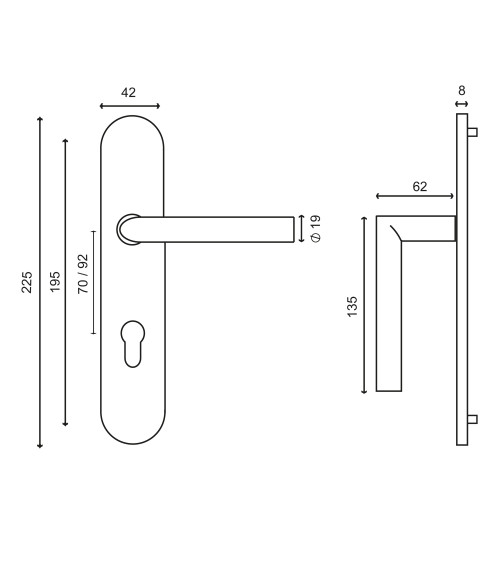 Altesse handle on large black PVD plate Cylinder 70