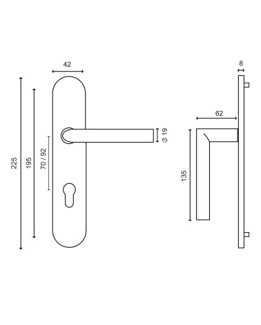 Drawing Altesse handle on large black PVD plate