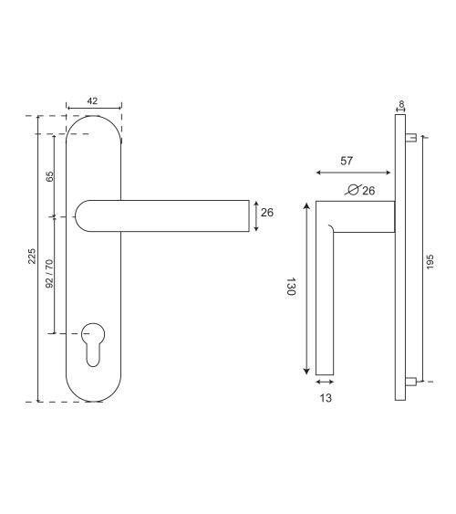 Bastide handle round plate cylinder ea70 EUROWALE
