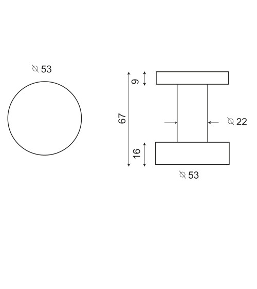Cylinder knob Light Grey PVD EUROWALE