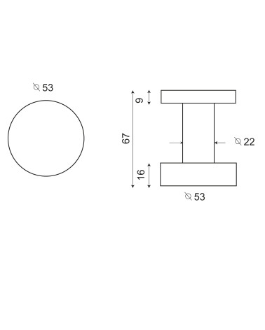 Drawing Cylinder knob Light Grey PVD EUROWALE