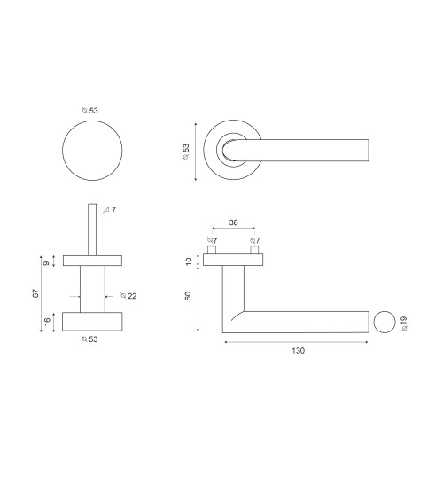 Landing Set Altesse Light Grey PVD - knob on left and handle on right