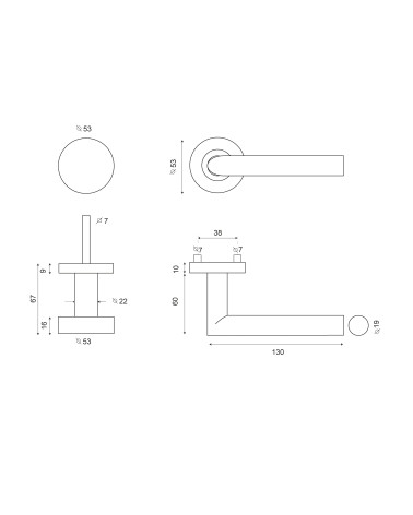 Technical drawing Landing Set Cylindre/Altesse Light Grey PVD