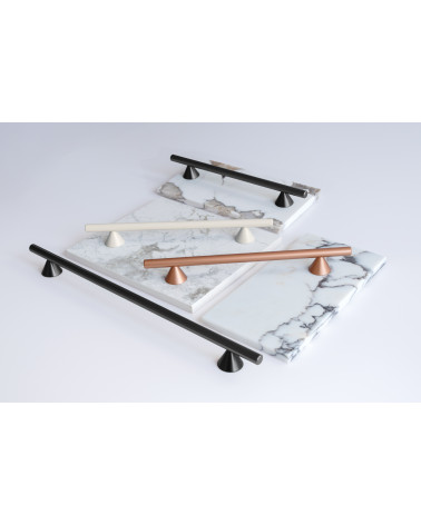 ROG designer furniture handle placed on marble-effect panels
