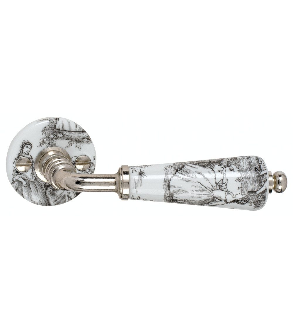 Merigous chrome door handles in white and black porcelain
