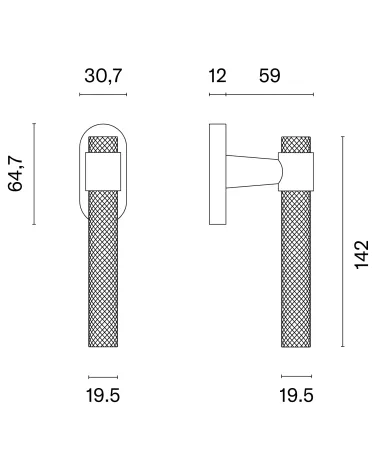 GOYA window handle with dimensions