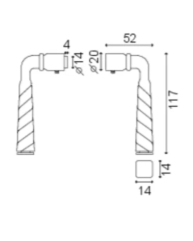 Twisted black lacquered gate handle – 6 or 7 mm square