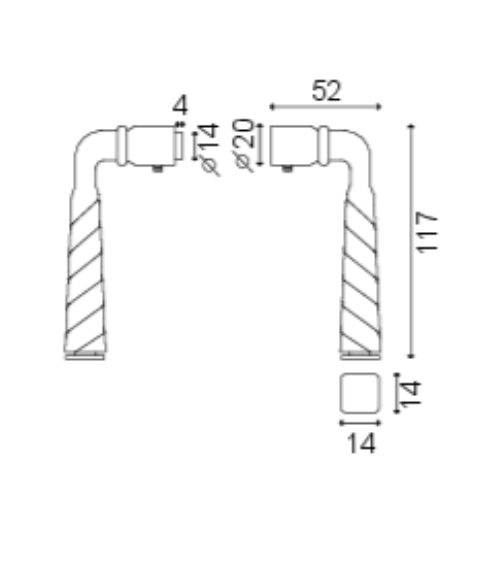 Twisted white lacquered gate handle – 7 mm square