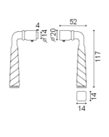 Twisted black lacquered gate handle – 6 or 7 mm square