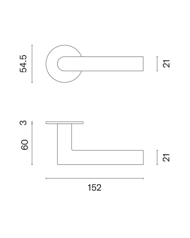 OVAL 1750 door handle with dimensions