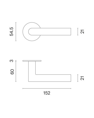 OVAL 1750 door handle with dimensions
