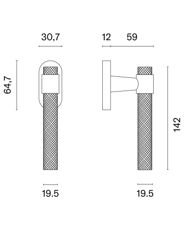 GOYA window handle with dimensions