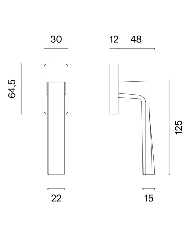 LIMA window handle with dimensions