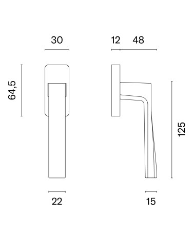 LIMA window handle with dimensions