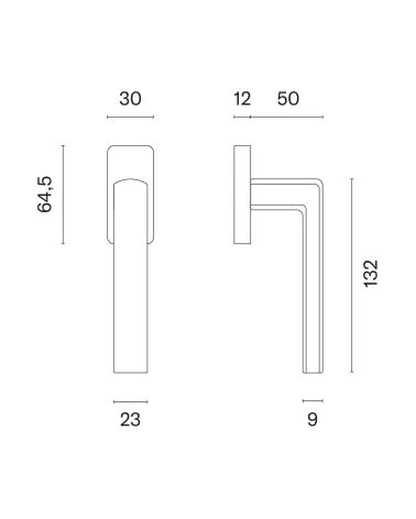 HOSTA window handle with dimensions
