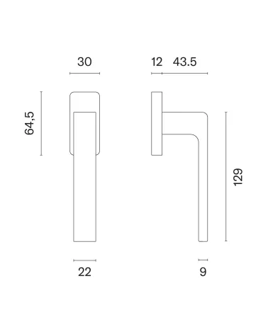 SULLA window handle with dimensions