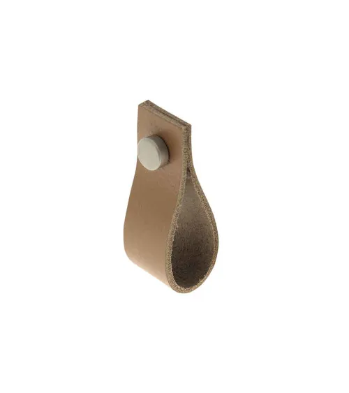 Furniture knob light tan leather pull
