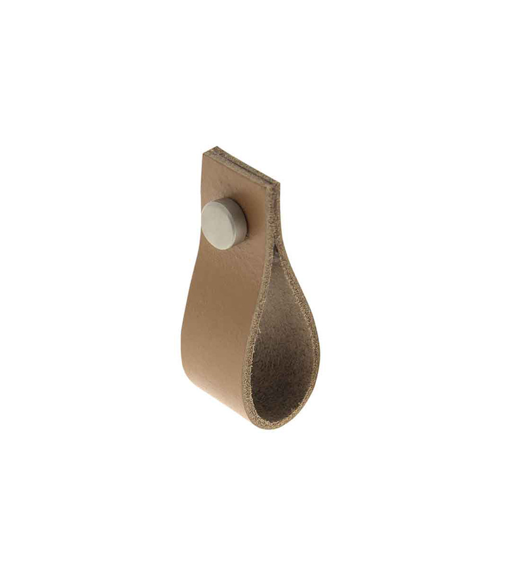 Furniture knob light tan leather pull