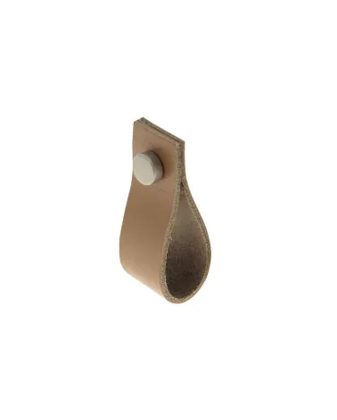 Furniture knob light tan leather pull