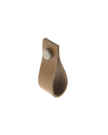 Furniture knob light tan leather pull