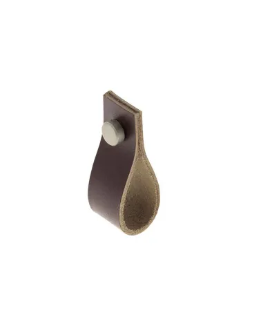 Furniture knob dark brown leather pull