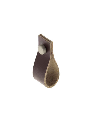 Furniture knob dark brown leather pull