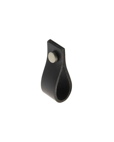 Furniture knob black leather pull