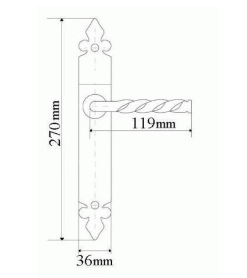 Retro matte black door handle on long backplate – Elisabeth Model