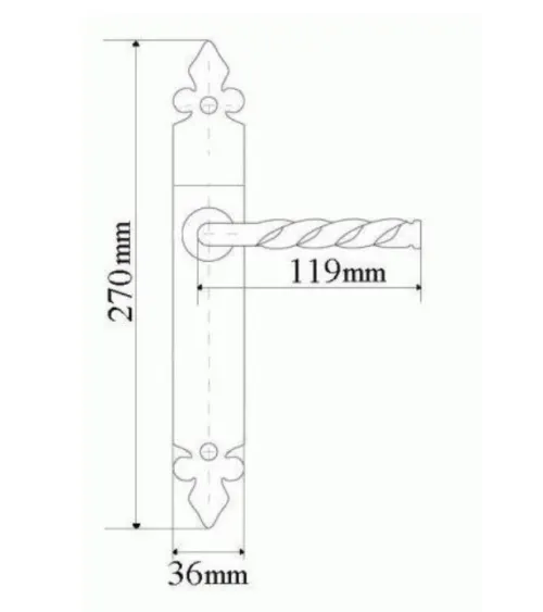 Retro matte black door handle on long backplate – Elisabeth Model