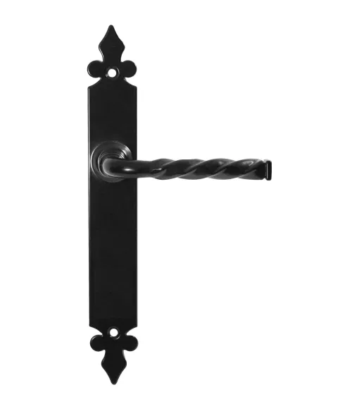 Retro matte black door handle on long backplate – Elisabeth Model
