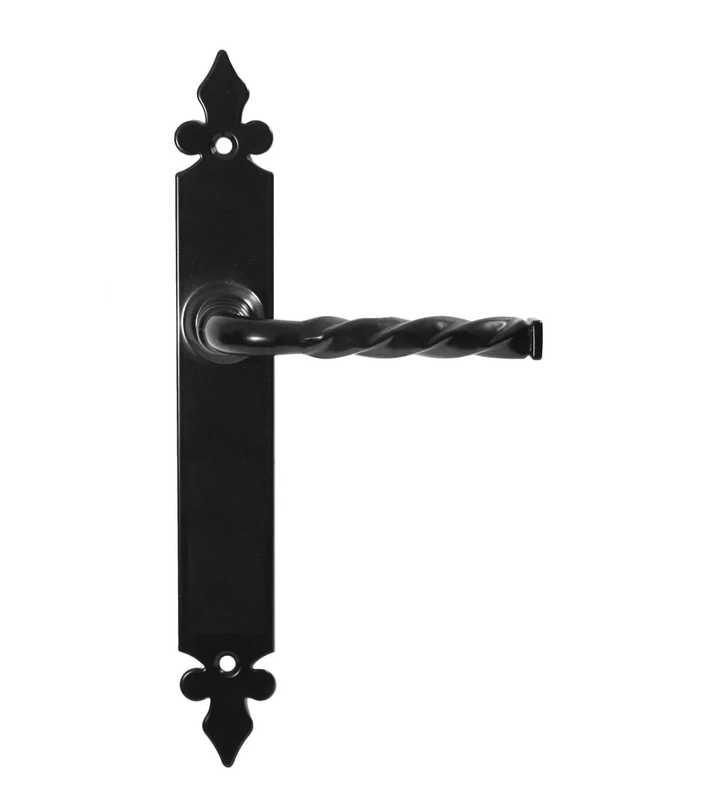 Retro matte black door handle on long backplate – Elisabeth Model