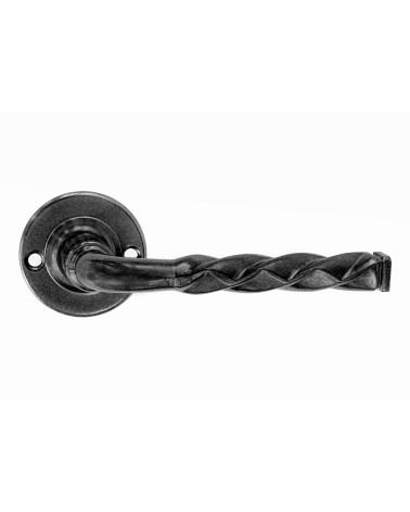 Retro matte black door handle on rose – Elisabeth collection