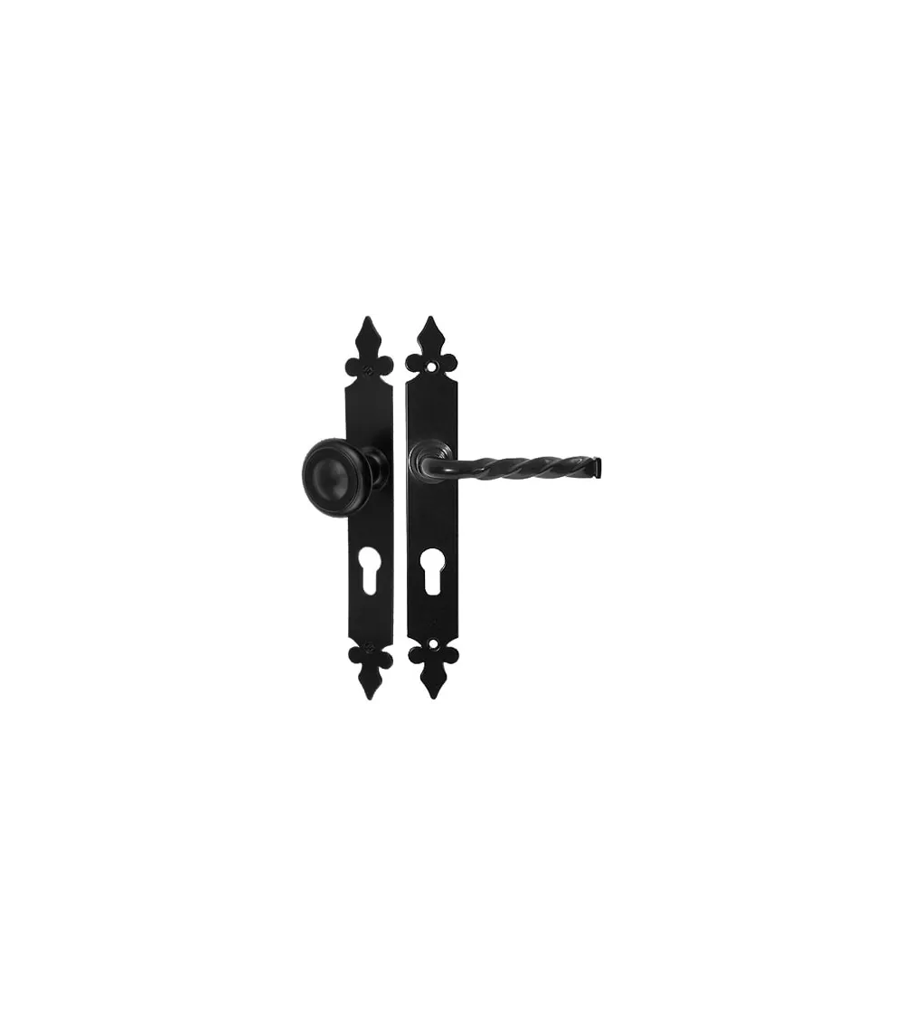 Retro matte black door handle on rose – Elisabeth Model