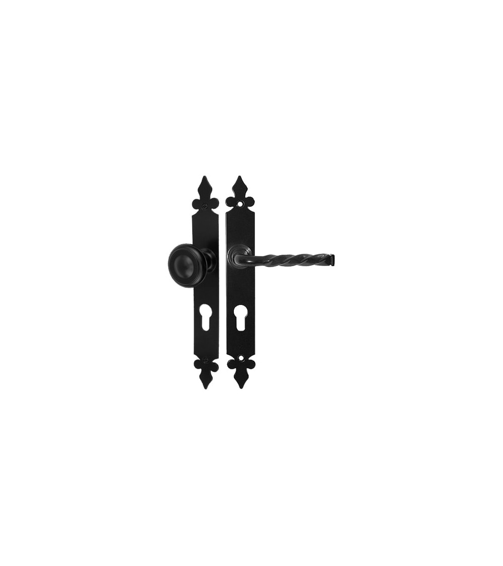 Retro matte black door handle on rose – Elisabeth Model