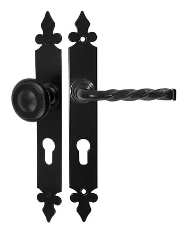 Retro matte black door handle on rose – Elisabeth Model
