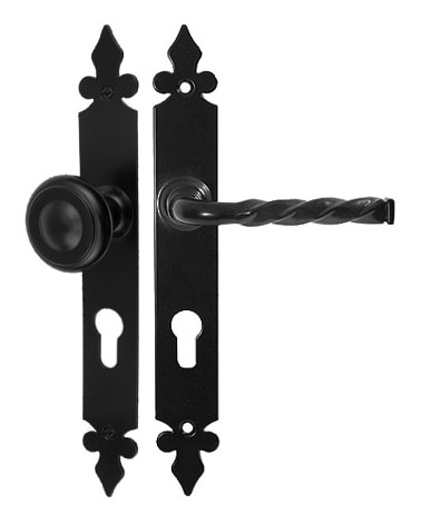 Retro matte black door handle on rose – Elisabeth Model