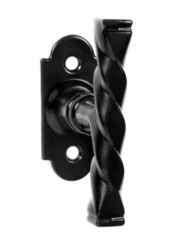 Retro matte black window espagnolette handle on round rose – Elisabeth Model