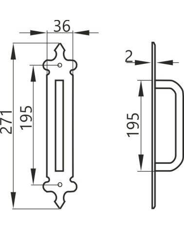 Dimensions of the retro black gate handle