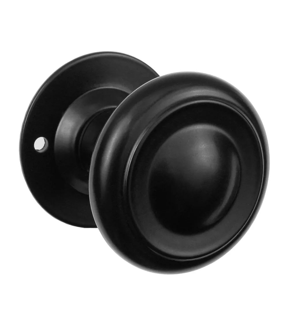 Retro matte black door knob on long backplate for door, gate and garden gate – Elisabeth Collection