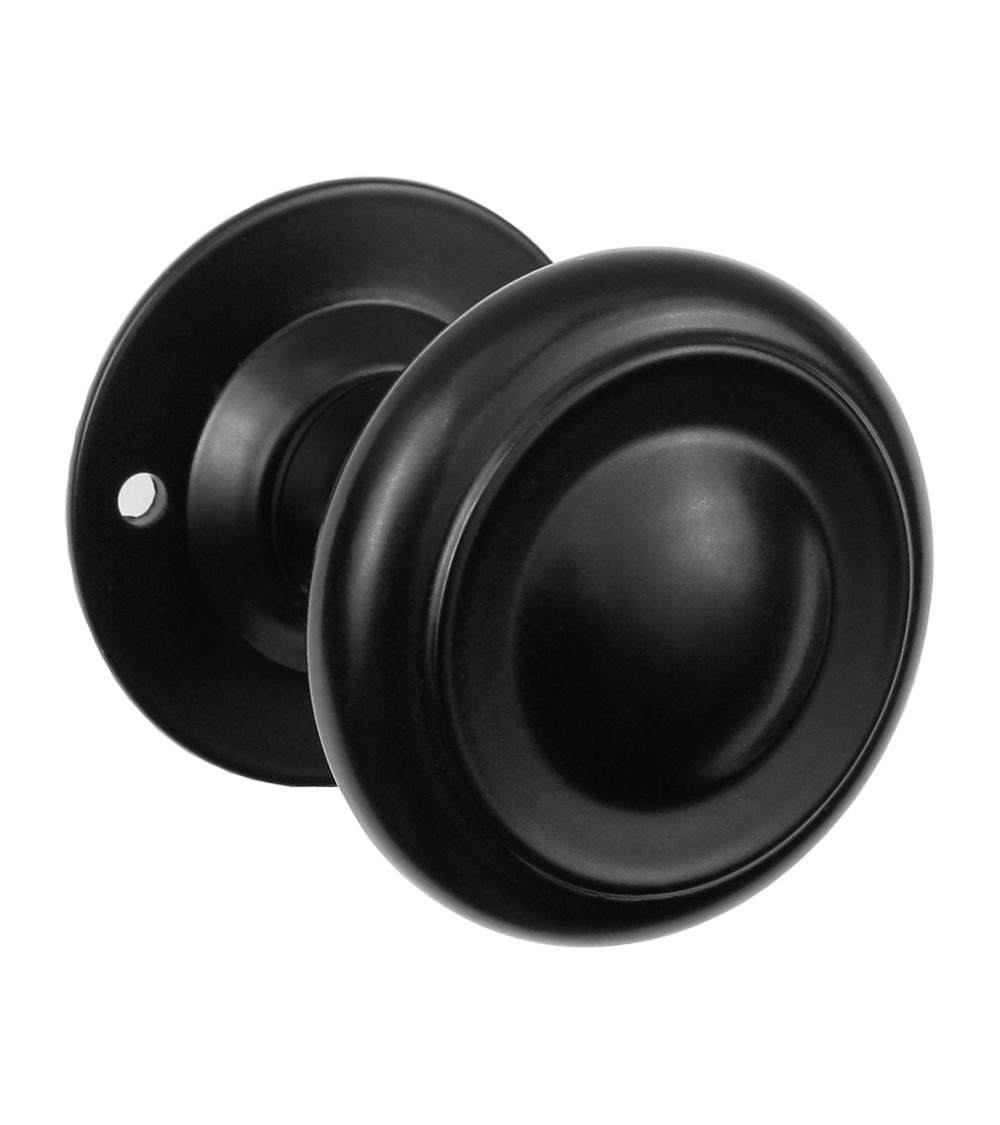Retro matte black door knob on long backplate for door, gate and garden gate – Elisabeth Collection